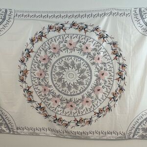 Floral Mandala Wall Tapestry in Pink and Gray